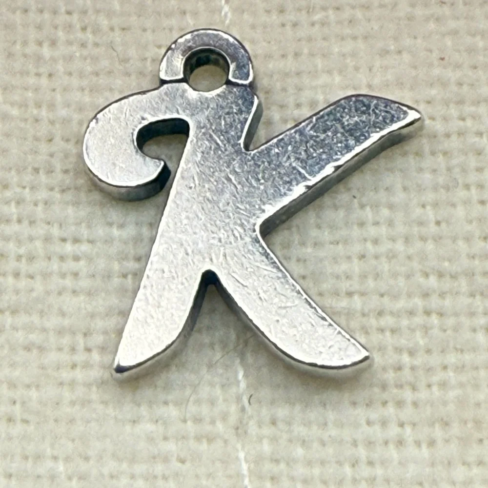 James Avery Small Script Initial Charm (K) .925 Sterling Silver w/ Box - Picture 6 of 7